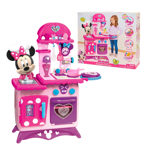 lot 626 image: 13PCS Disney Junior Minnie Mouse Flipping Fun Pretend Play Kitchen Set, Play Food, Realistic Sounds, Kids Toys for Ages 3 up