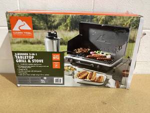 lot 494 image: Ozark Trail 2-in-1 Portable 2 Burner Propane Camp Stove Grill