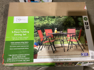 lot 622 image: 5PCS Mainstays Albany Lane Dining Set, Red, Outdoor Living