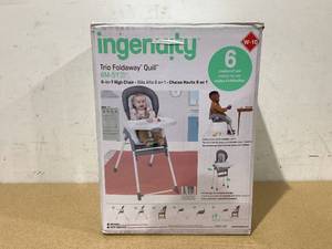 lot 624 image: Ingenuity Trio Foldaway 6-in-1 Baby High Chair, 6 Ways to Use, 6M-5Y