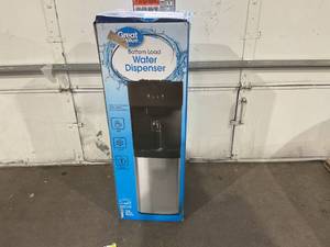 lot 127 image: Great Value Bottom Loading HotColdRoom Temp. Water Dispenser, BlackStainless Steel Water Cooler