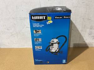 lot 270 image: HART 6 Gallon 5 Peak HP Stainless Steel WetDry Vacuum
