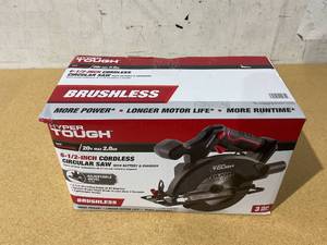 lot 271 image: Hyper Tough 20V 6.5-12 Brushless Circular saw, with 2.0Ah Battery Pack and Standard Charger