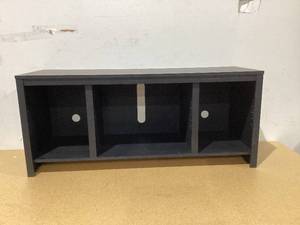 lot 634 image: Mainstays Parsons TV Stand for TVs up to 50, Black Oak Finish