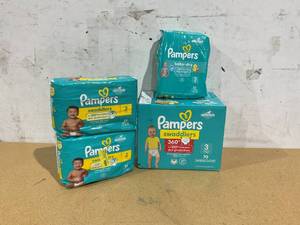 lot 428 image: LOT OF 4 Pampers Diapers Size 2 and 3