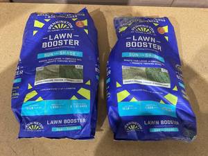lot 156 image: LOT OF 2 Pennington Lawn Booster Grass Seed and Fertilizer Mix, for Sun to Partial Shade, 12 lb