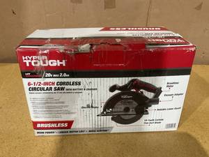 lot 180 image: Hyper Tough 20V 6.5in. Brushless Circular saw, with 2.0Ah Battery Pack and Standard Charger