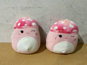lot 295 image: LOT OF 2 Squishmallows 14 inch Molly the Pink Tie-Dye Mushroom