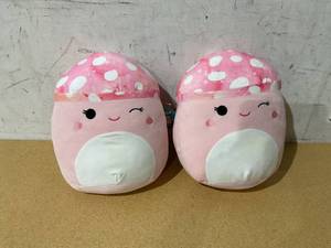 lot 296 image: LOT OF 2 Squishmallows 14 inch Molly the Pink Tie-Dye Mushroom