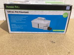 lot 548 image: Premier Pet 128 oz. Pet Fountain, Automatic for Dogs, Cat, & Multi Pets