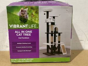 lot 666 image: Vibrant Life 7-Level 65 Multi-Functional Cat Tree Activity Tower with Hammock