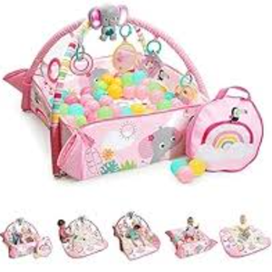 lot 135 image: Bright Starts 5-in-1 Your Way Ball Play - Jumbo Play Mat Converts to Ball Pit Baby Gym, Newborns to Toddlers