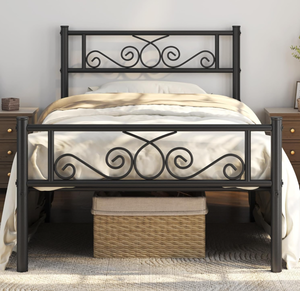 lot 302 image: Twin Size Yaheetech Bed Frames Metal Platform Bed with Headboard and Footboard
