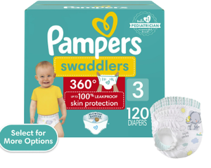 lot 225 image: Pampers Swaddlers 360 Pull-On Diapers, Size 3, 120 Count