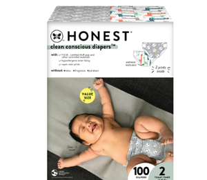 lot 227 image: The Honest Company, Clean Conscious Disposable Baby Diapers, Size 2, 100 Count