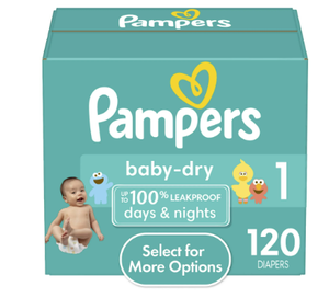 lot 229 image: Pampers Baby Dry Baby Diapers Size 1, 120 Count