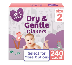 lot 429 image: Parents Choice Dry & Gentle Diapers Size 2, 240 Count