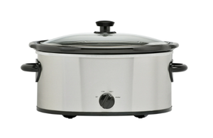 lot 432 image: LOT OF 2 Mainstays 6 Quart Oval Slow Cooker, Stainless Steel Finish, Glass Lid
