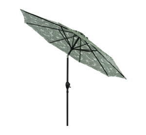 lot 611 image: Mainstays 9 Monstera Palm Crank Lift and 3 Position Tilt Patio Umbrella