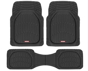 lot 291 image: Motor Trend FlexTough Floor Mats for Cars, Black Deep Dish All-Weather Mats, Full Set