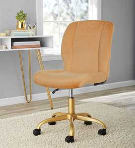 lot 292 image: Mainstays Plush Velvet Office Chair, Dusty Gold