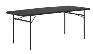 lot 373 image: Mainstays 6 Foot Bi-Fold Plastic Folding Table, Black