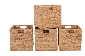 lot 536 image: Better Homes & Gardens 11.8 inch natrual Water Hyacinth Foldable Cube Baskets, Set of 4