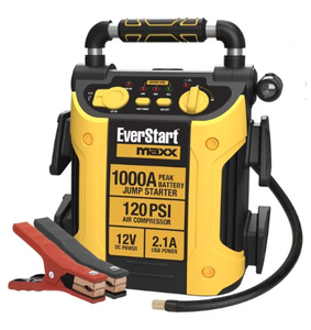 lot 633 image: EverStart Maxx 1000 Peak Amp Jump Starter with Compressor, Pivoting LED Light, DC and USB Port