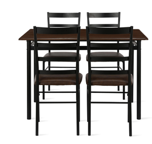 lot 653 image: Mainstays 5-Piece Wood & Metal Dining Room Set, Seats 4, Canyon Walnut & Black