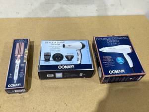 lot 701 image: LOT OF 3 Conair Hair Tools