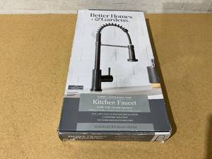 lot 349 image: Better Homes & Gardens Elmont Single-Handle Spring Neck Pull Down Sprayer Kitchen Faucet