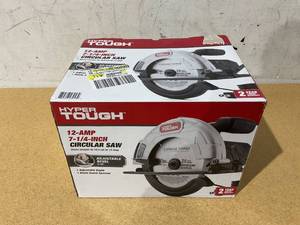 lot 351 image: yper Tough 12 Amp Corded 7-14 Inch Circular Saw with Steel Plate Shoe, Adjustable Bevel, Blade & Rip Fence