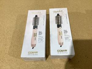 lot 710 image: LOT OF 2 Tayshia by Conair 2-in-1 Double Ceramic Hot Air Brush