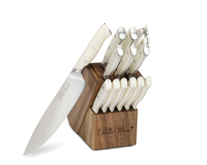 lot 200 image: The Pioneer Woman Pioneer Signature 14-Piece Stainless Steel Knife Block Set, Linen