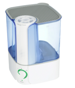 lot 209 image: Equate Warm Mist Humidifier, Visible, Filter Free, White & Blue, Top Fill, 1.3 Gallon, Big Water Capacity
