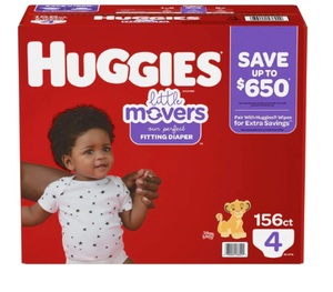 lot 462 image: Huggies Little Movers Diapers Size 4 - 22-37 Pounds (156 Count)