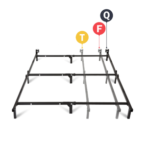 lot 603 image: Mainstays 7 TwinFullQueen Size Adjustable Metal Bed Frame, Black, Box Spring Required