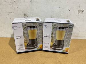 lot 568 image: LOT OF 2 Mainstays 6 Speed Blender with 48 Ounce Jar, 360 Watt, Black