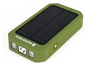 lot 350 image: Swiss Tech 20000 mAh Wireless Power Bank with Flashlight and Charging Pad, IP54 Weatherproof