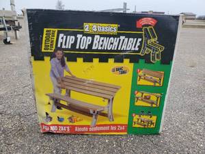 lot 5 image: Cool New in Box never used Flip Top Bench Table
