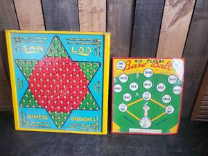 lot 38 image: San Loo Chinese Checkers and Checkers on the Back as well as Big League Metal Base Ball Game