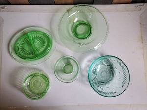 lot 56 image: Antique Depression Glass Bowls PlatesPlatters PickleOlive Plate  Great Design
