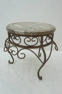 lot 25 image: marble & iron plant standtable