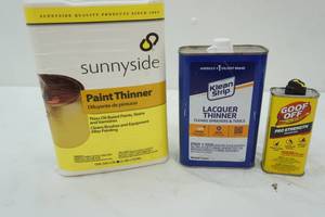 lot 75 image: paint thinner, lacquer, and goof off
