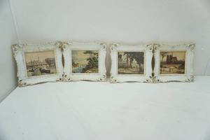 lot 216 image: vintage wall art (4pcs 10x10