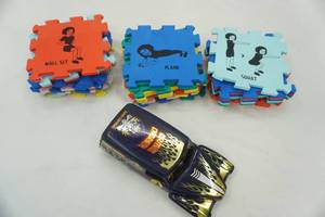 lot 247 image: Activity Tile Game (foam squares) & Grave Digger car cover