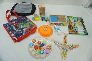 lot 248 image: Wooden toy clock and other toys