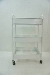 lot 298 image: White 3-tiered rolling utility cart