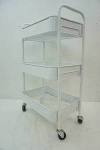 lot 299 image: White 3-tiered rolling utility cart