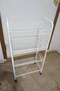 lot 320 image: 3-tier wire rolling utility cart